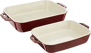 Thumbnail: STAUB Ceramics Rectangular Baking Dish Set, 2 pc, Red