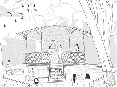 En hierro, madera y piedra.