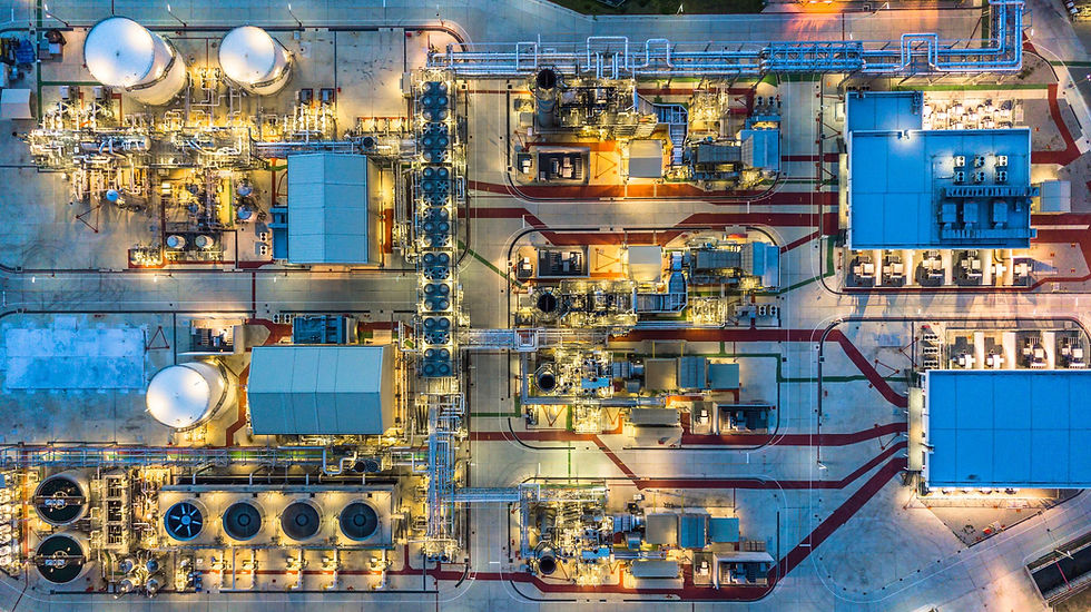 Aerial view of a chemical processing plant