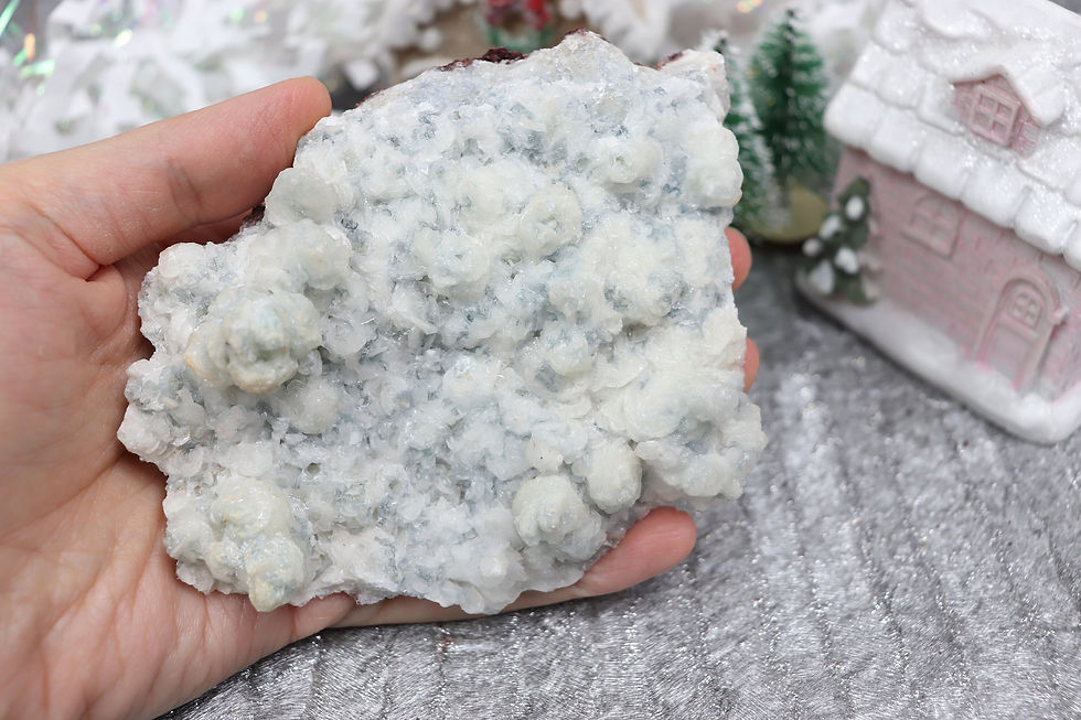 Thumbnail: a large, heavy chunk of blue aragonite and celestite