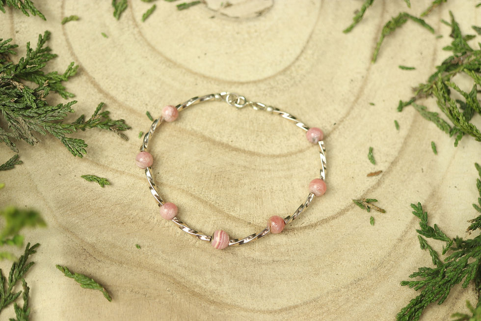 Thumbnail: Handmade Rhodochrosite Sterling Silver Bracelet