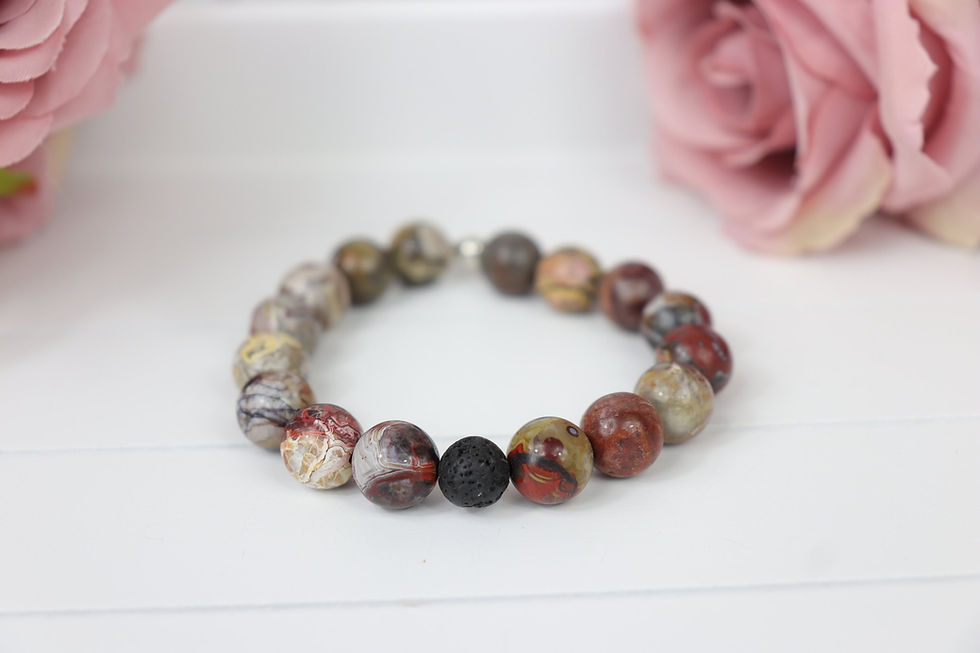 Thumbnail: Laguna Lace Agate and Lava Stone Aromatherapy Bracelet