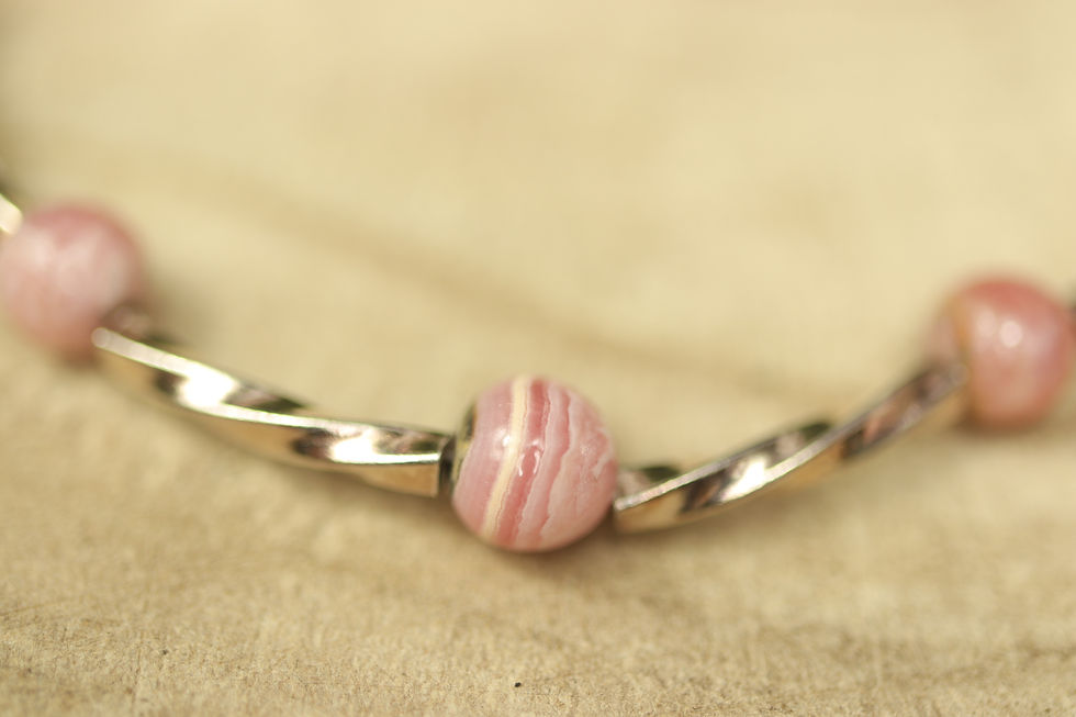 Thumbnail: Handmade Rhodochrosite Sterling Silver Bracelet