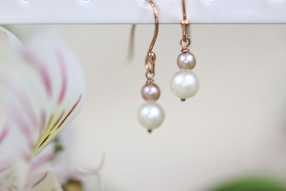 Thumbnail: Pink & White Pearl Earrings