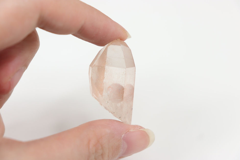 Thumbnail: A small Pink shadow lemurian seed quartz point, natural unpolished crystal