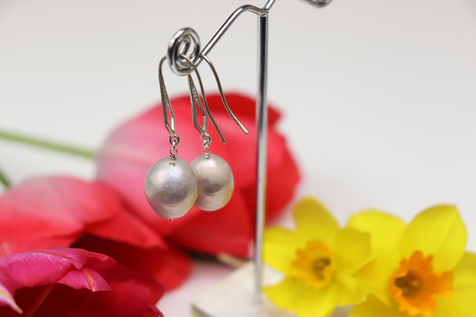 Thumbnail: Metallic Freshwater Culture Pearl Wedding Earrings