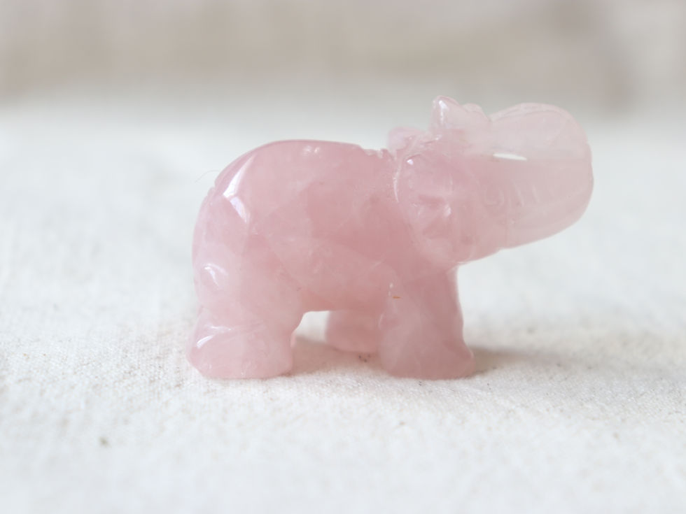 Thumbnail: A side picture of a rose quartz elephant