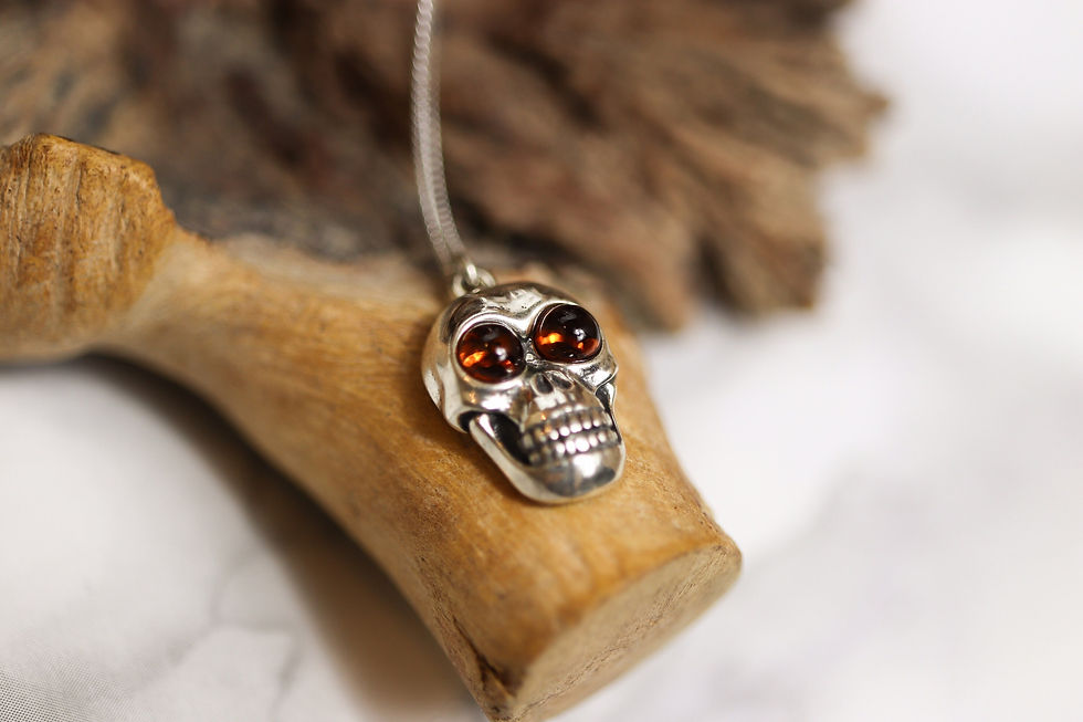 Thumbnail: Baltic Amber Skull Necklace