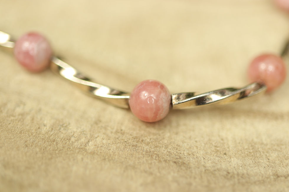 Thumbnail: Handmade Rhodochrosite Sterling Silver Bracelet