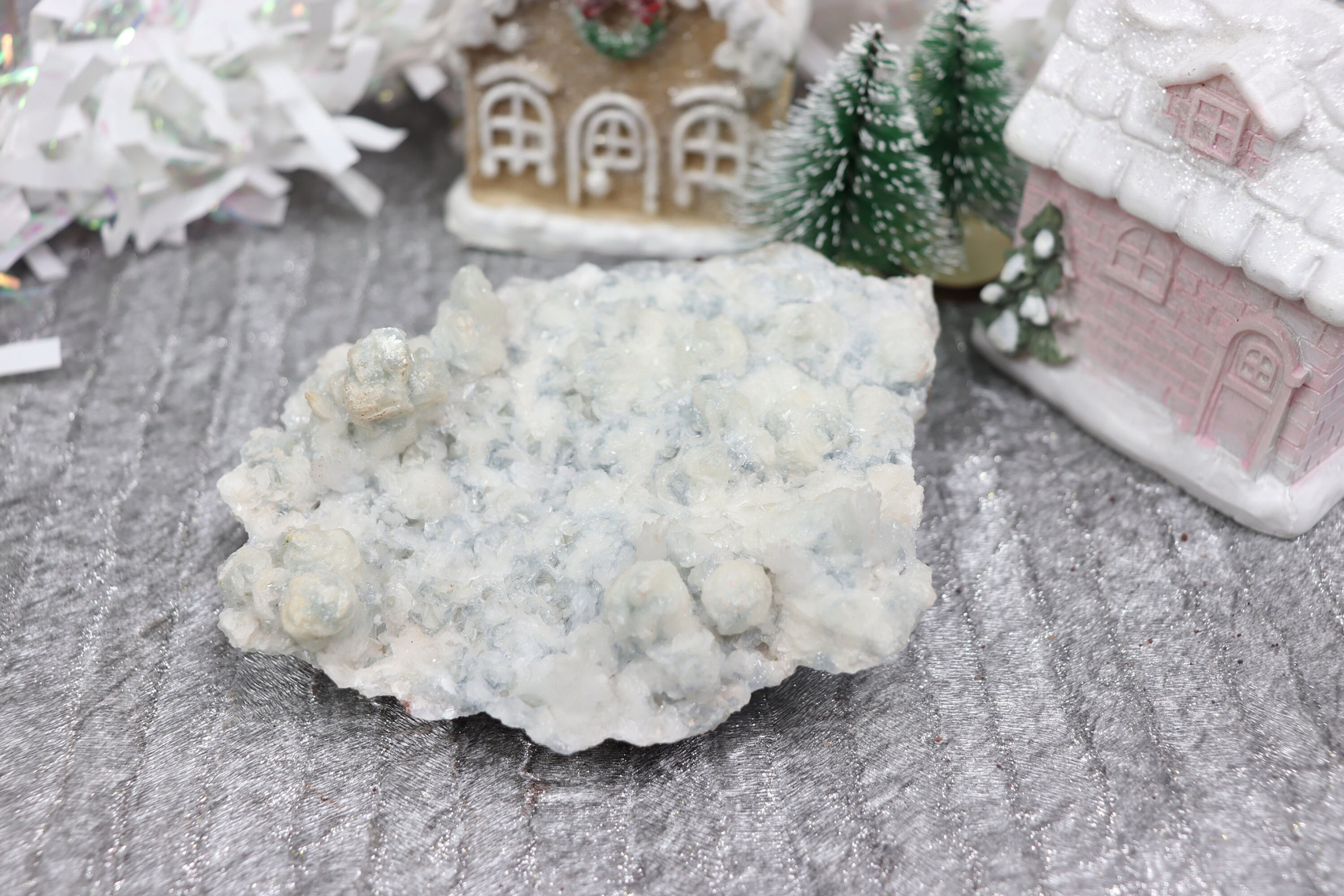 a large, heavy chunk of blue aragonite and celestite