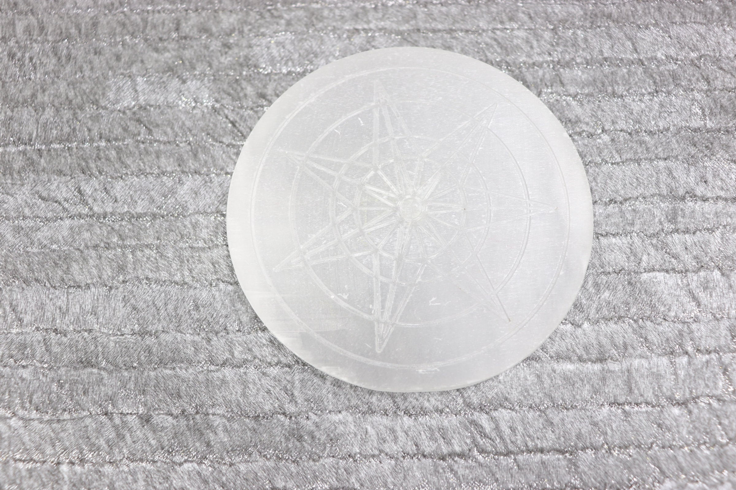 Satin Spar Selenite Round Charging Plate H