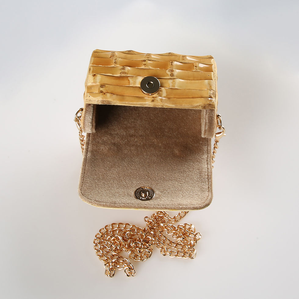 Thumbnail: Long Chain Unique Handmade Natural Wood Rattan Straw Bamboo Root Handle Small Mi
