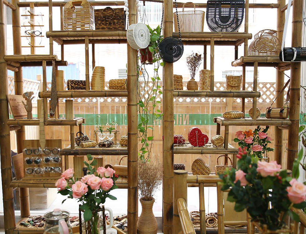 Thumbnail: Long Chain Unique Handmade Natural Wood Rattan Straw Bamboo Root Handle Small Mi