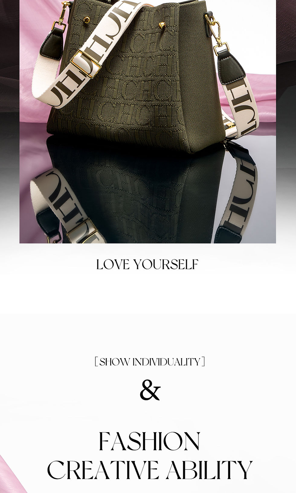 Thumbnail: CH Crossbody Elegant Design Sense Letters Drawstring Design Brand Women's Bag Fa