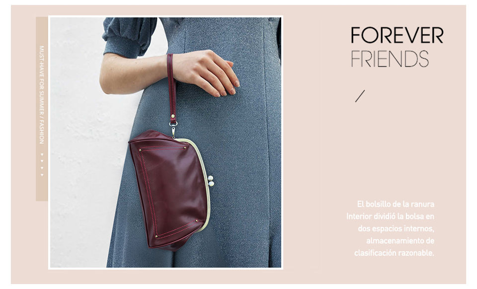 Thumbnail: Genuine Leather Women Clutch Wallet Kiss Lock Design Luxury Female Purse Handbag