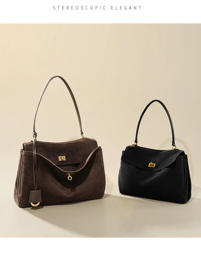 Thumbnail: Autumn Winter Women's Suede genuine leather Bag Shoulder Handbag Large Capacity 