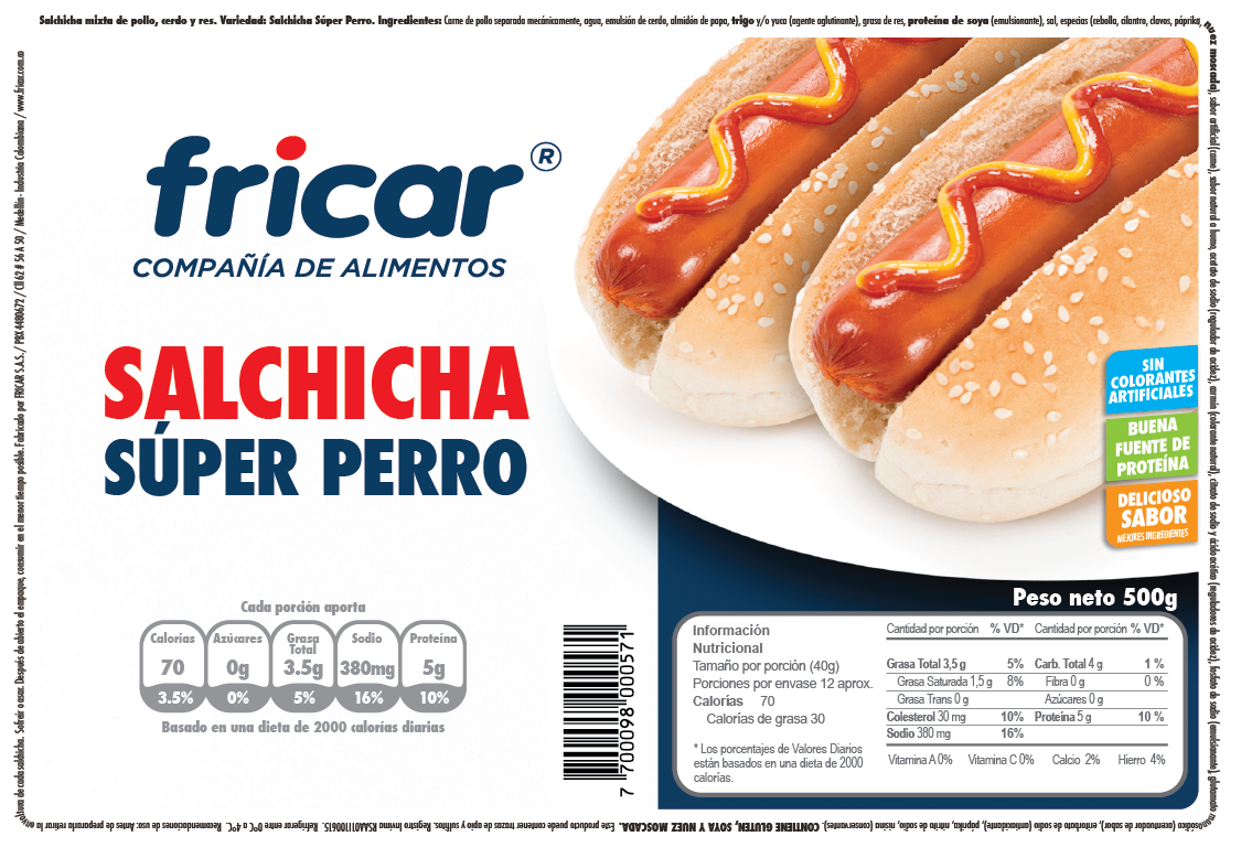 SALCHICHA SUPER PERRO X 10 X 500gr