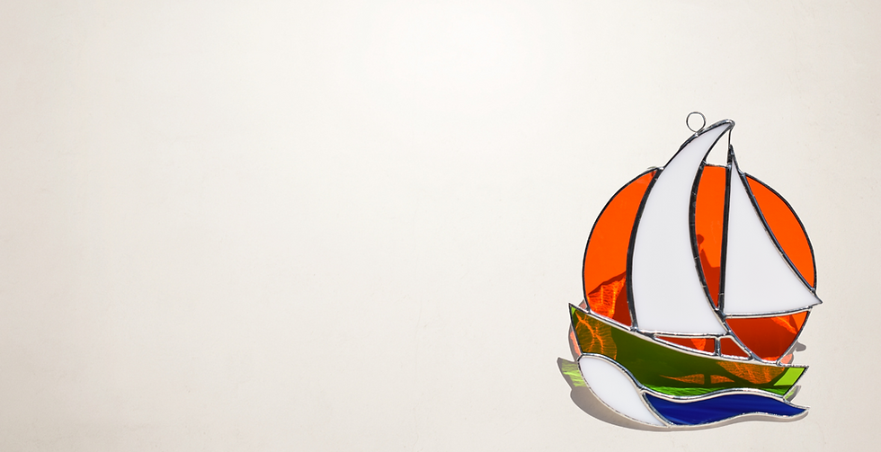 Sailboat stained glass sunset