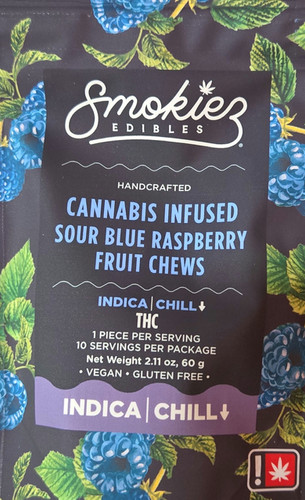 Smokies Gummies: Cannabis Sour Blue Raspberry Fruit Chews