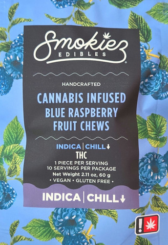 Smokies Gummies: Cannabis Blue Raspberry Fruit Chews