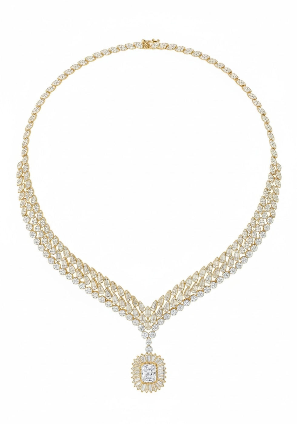 Thumbnail: Countess Statement Moissanite Necklace Gold