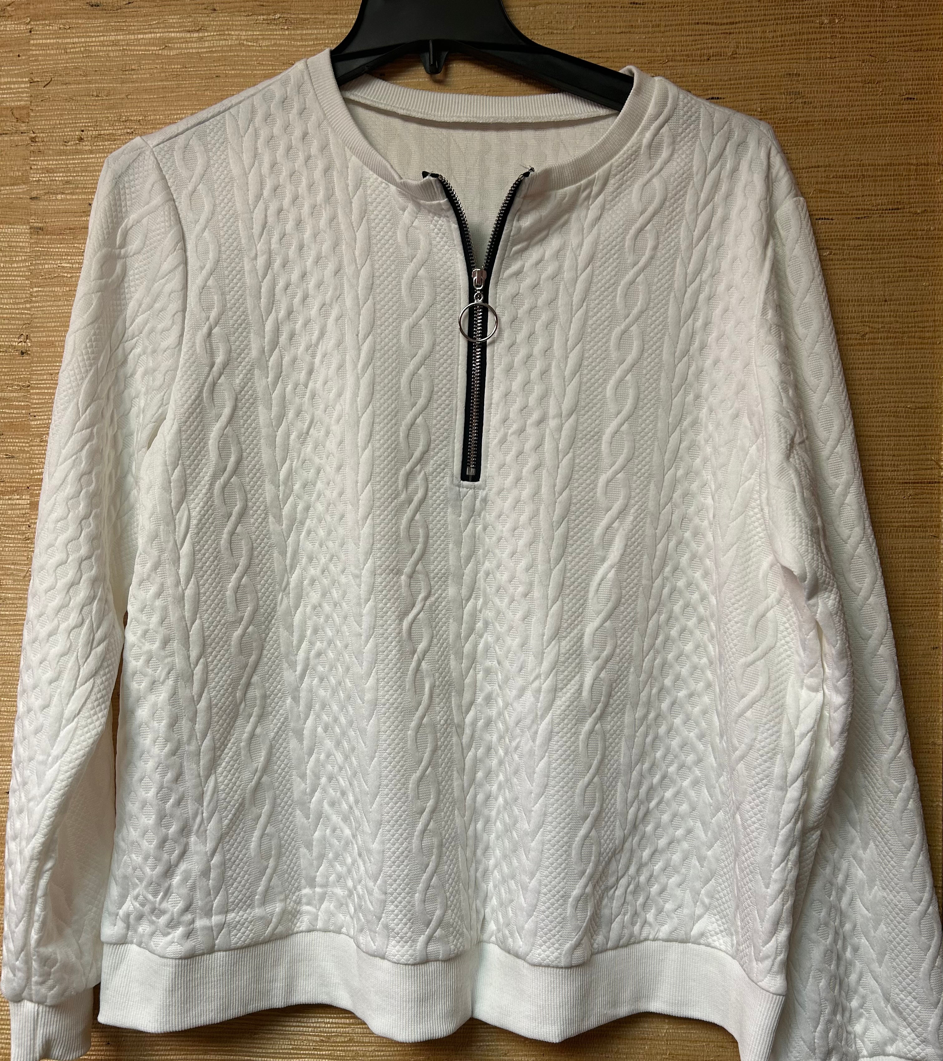 White 1/4 Zip Sweater
