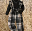 Mock neck Pullover Ruffle 2PCS Suit