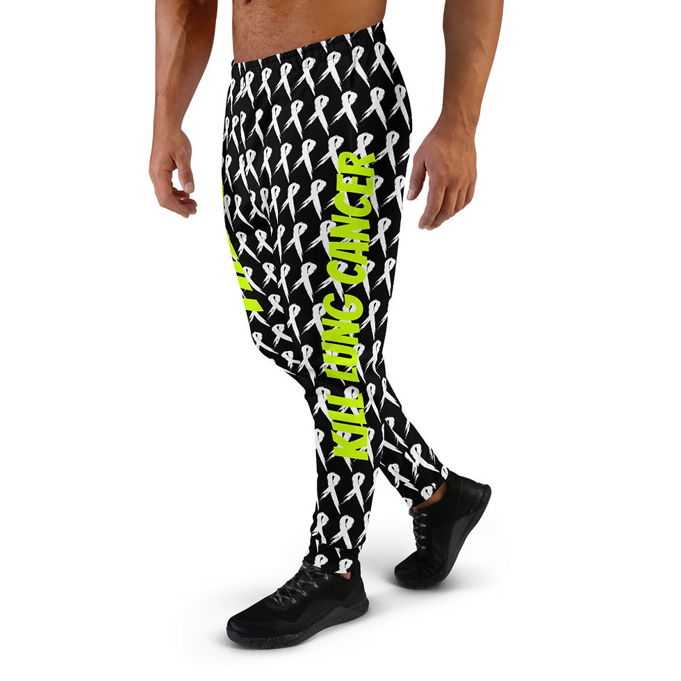 Thumbnail: Unisex Kill Lung Kancer 3.0 Black/White/Neon Yellow Joggers (Ribbon Edition)