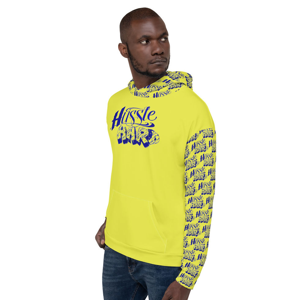 Thumbnail: Unisex Hussle Hard Neon Yellow/Royal Blue Hoodie