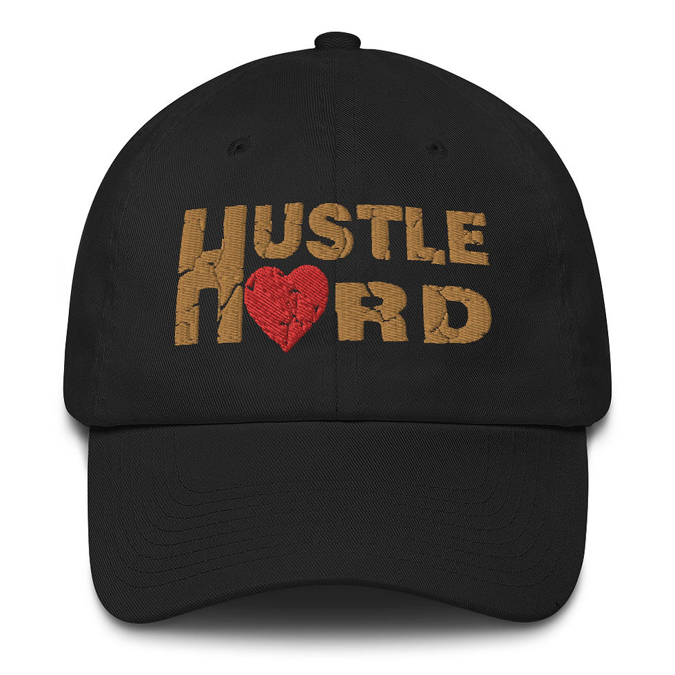 Hustle Hard Black/Old Gold Made in America Dad Hat