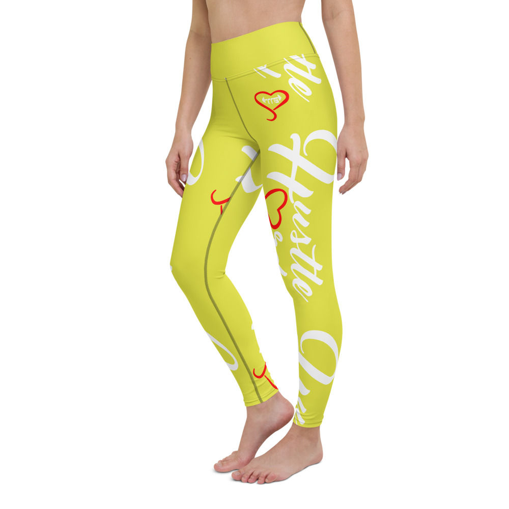 Hustle Hard Neon Yellow/White Womens Leggings