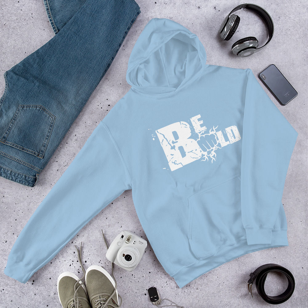 Unisex White/Light Blue Be Bold Hoodie