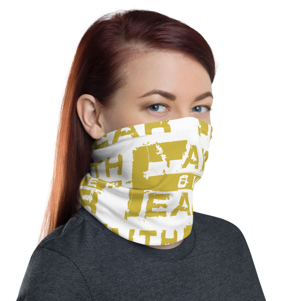 Women's White/Old Gold Faith Over Fear Neck Gaiter