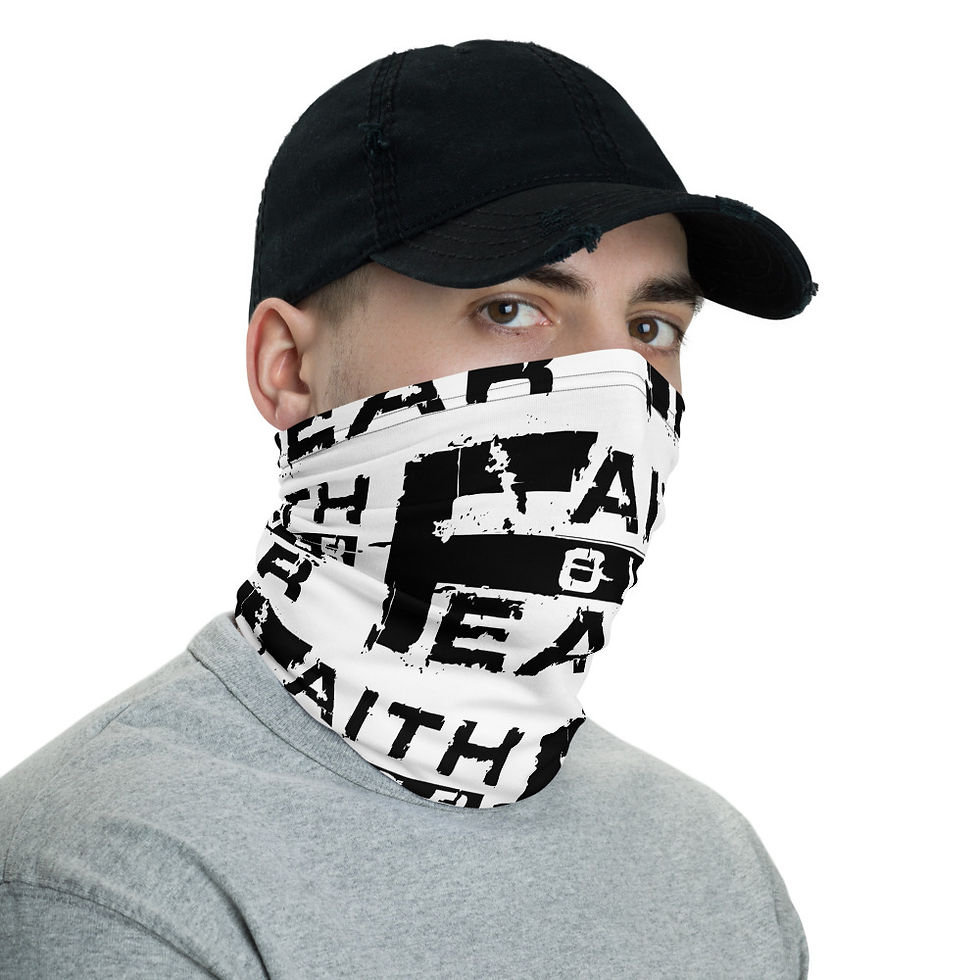 Thumbnail: Men's White/Black Faith Over Fear Neck Gaiter