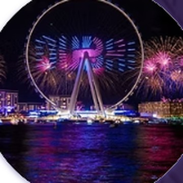 Ain Dubai lit up with fireworks