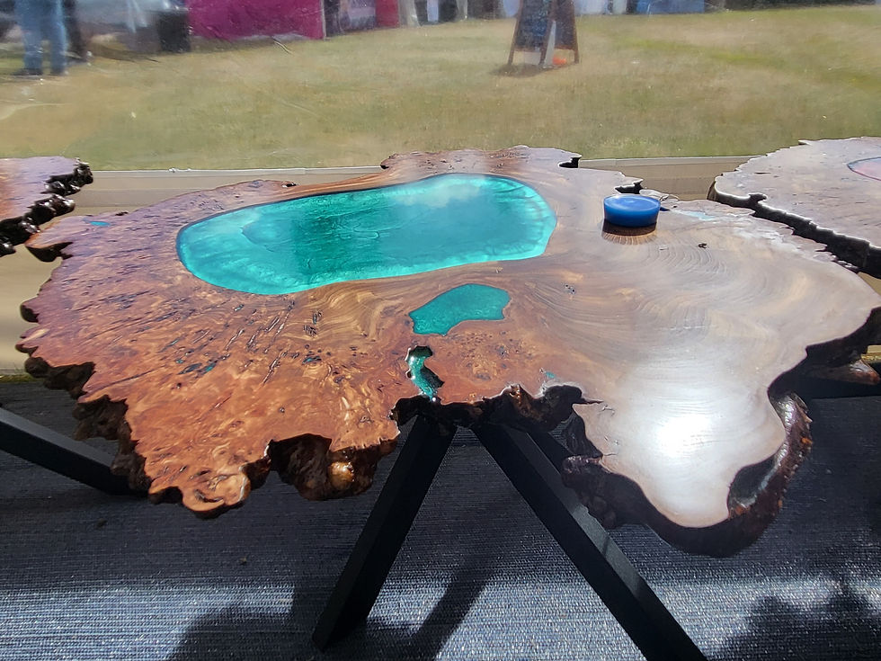 Thumbnail: Burr Elm Coffee Table with a Teal Resin
