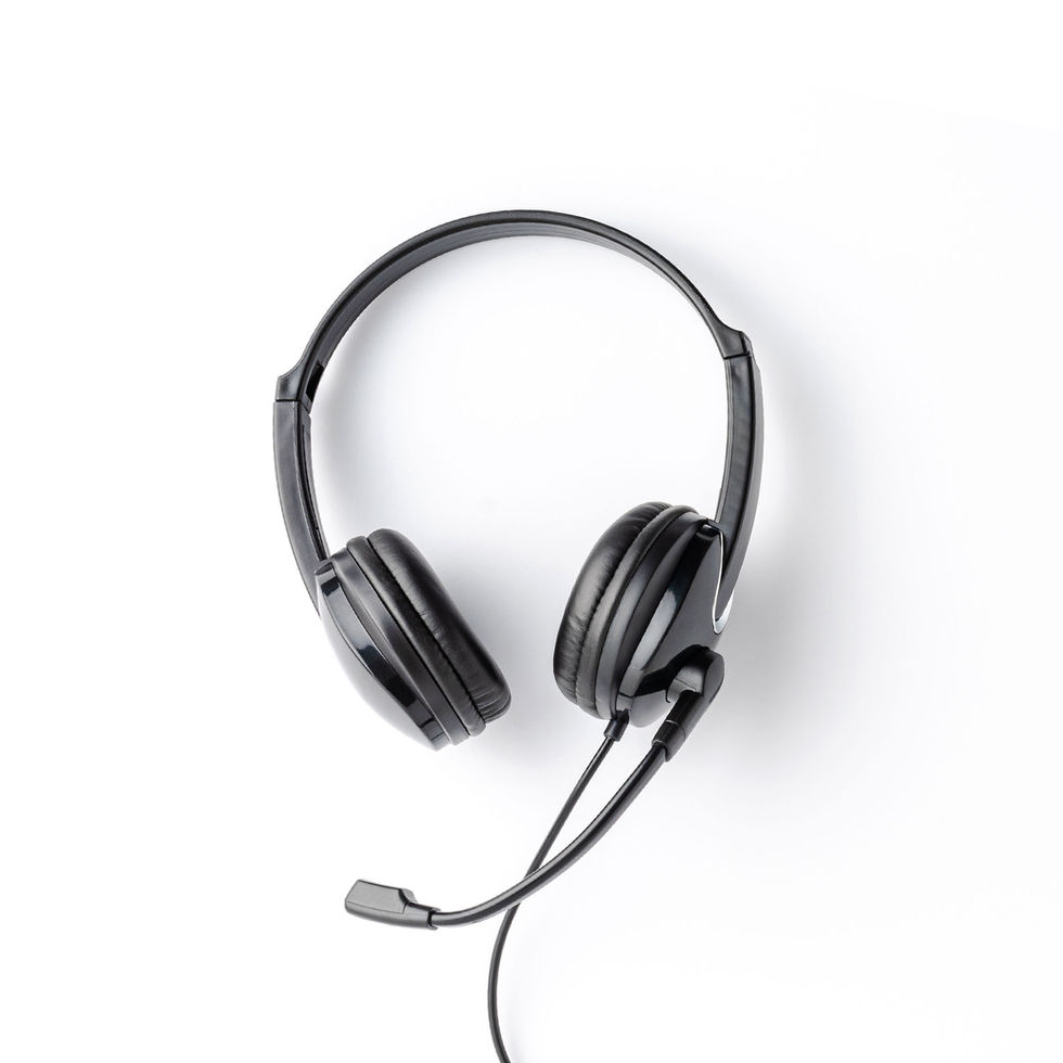 Black wired headset with microphone