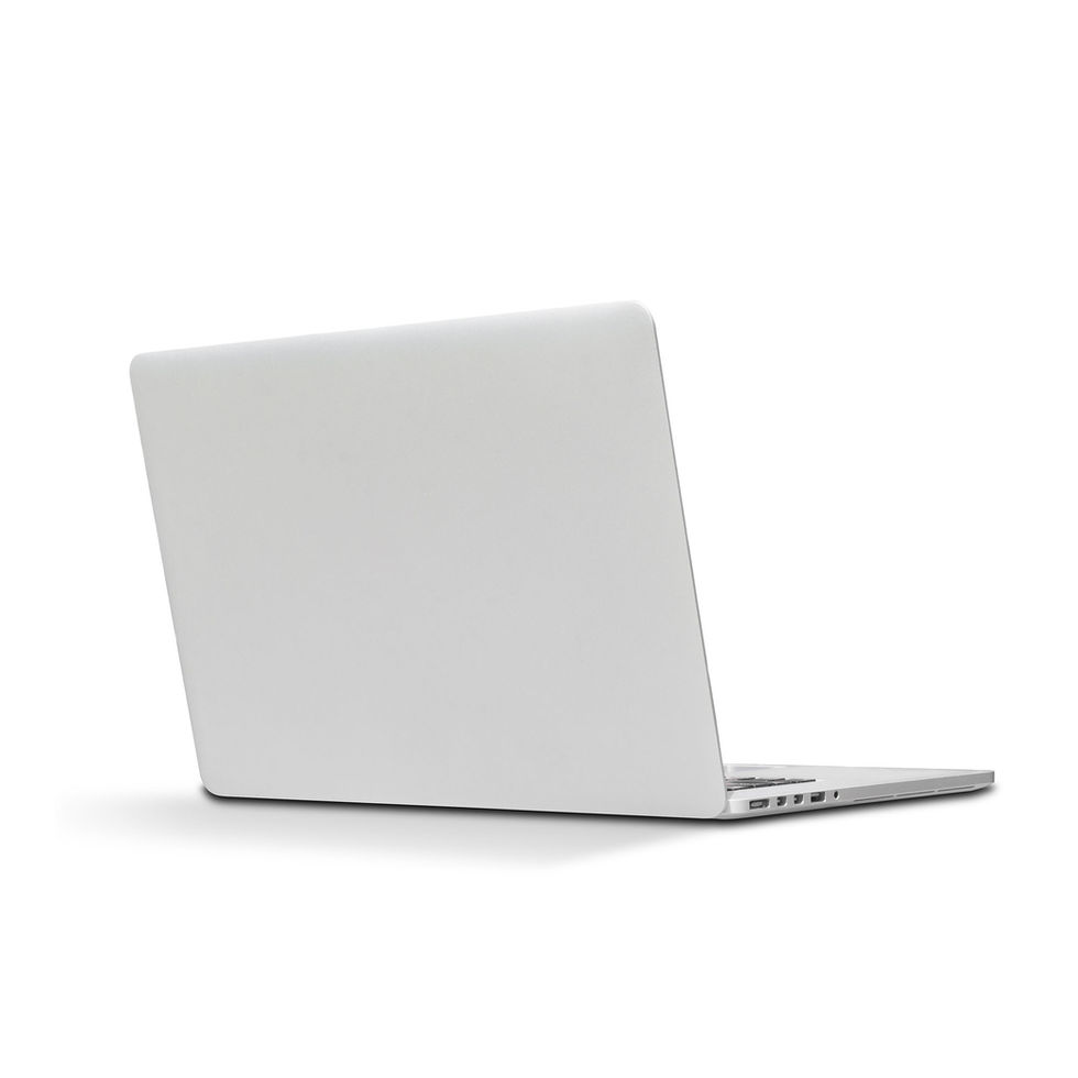 White laptop computer, rear view