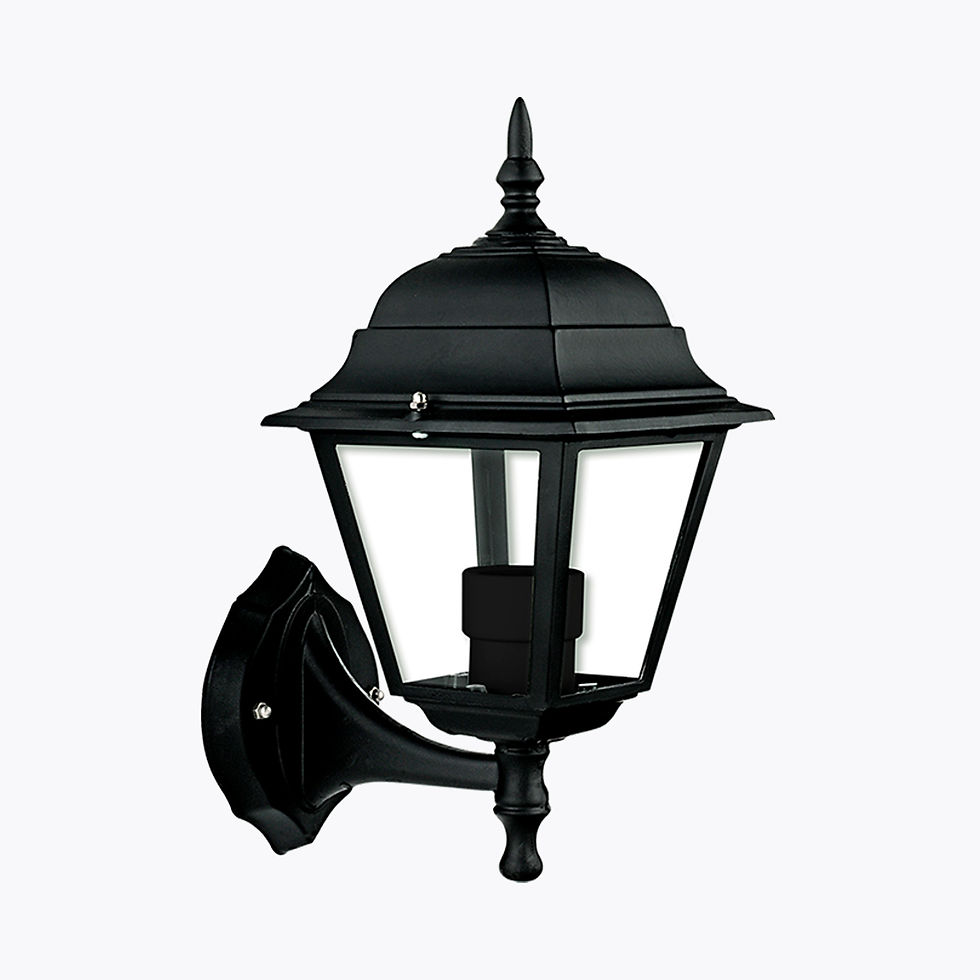 Farol de pared estilo colonial y clásico para exteriores fabricado en aluminio con cristal transparente.