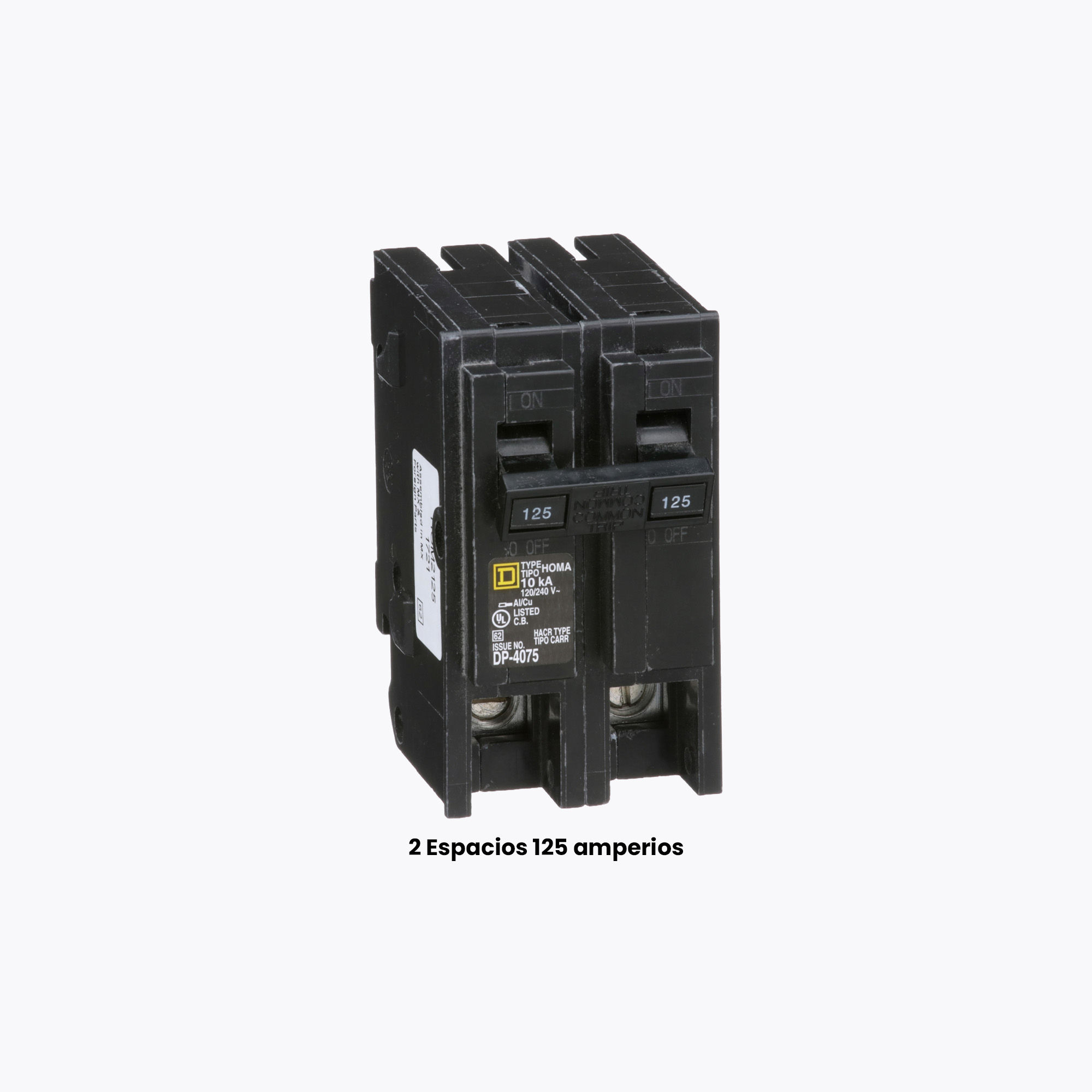 Breaker eléctrico 2 espacios Schneider Square D para protección de circuitos