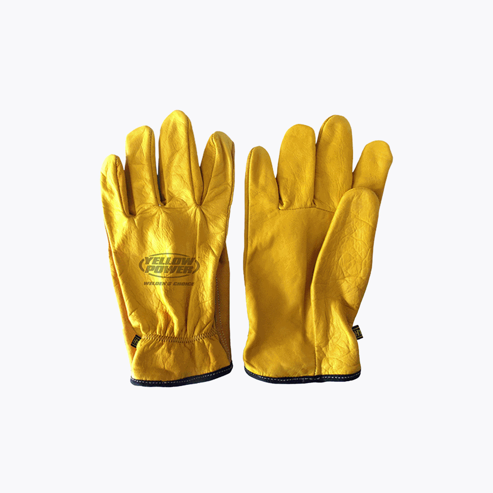 Guante de piel tipo argonero de doble resistencia, para soldadura y trabajo industrial color amarillo
