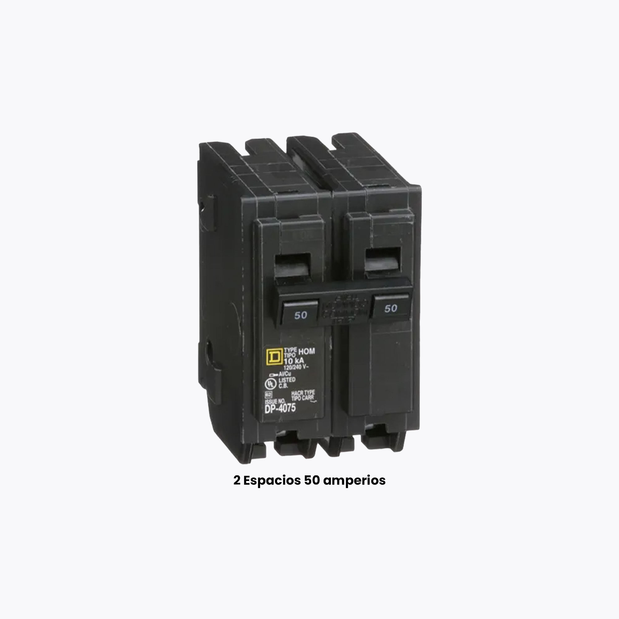 Breaker eléctrico 2 espacios Square D para centros de carga residenciales y comerciales
