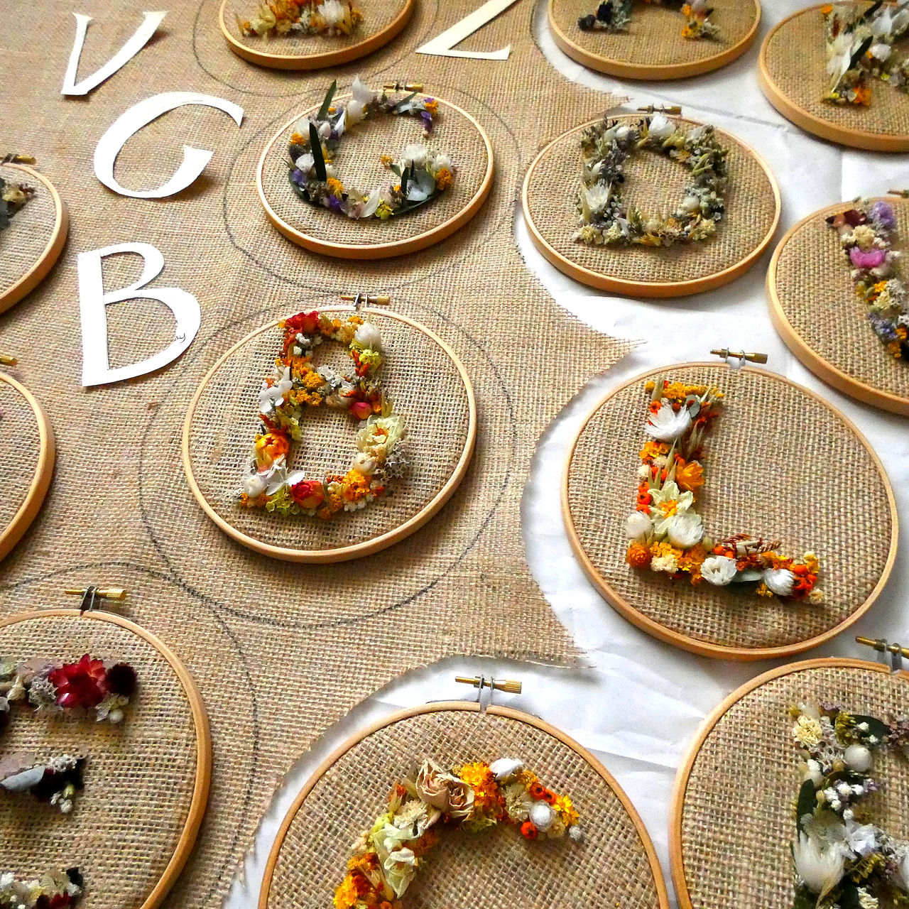 Dried flower letters