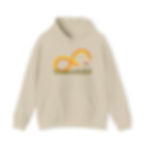 A sand colored hooded sweatshirt featuring the UnmaskEd Logo.