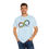 Thumbnail: A chambray blue colored  t-shirt with a rainbow colored pencil in the shape of an infinity symbol. Text says: Neurodiversity Affirming