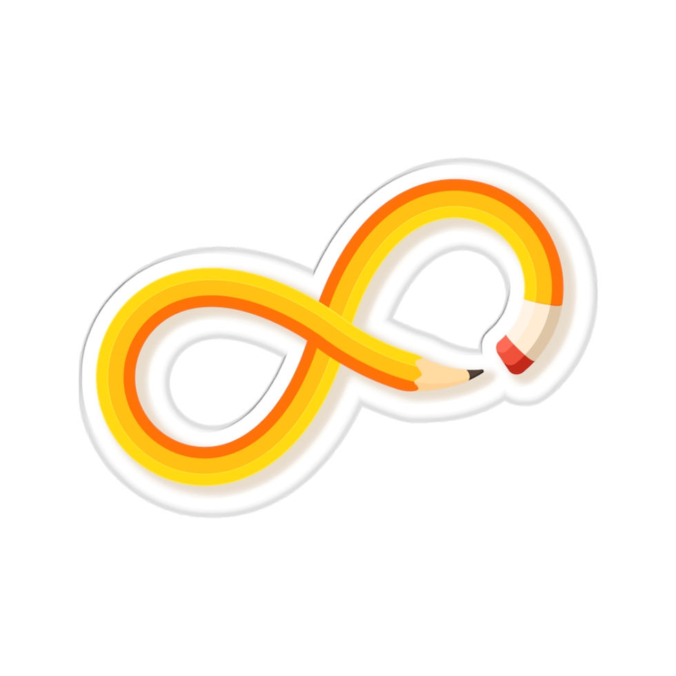 Thumbnail: A sticker that is a pencil in the shape of an infinity symbol