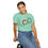 Thumbnail: A island reef green colored  t-shirt with a rainbow colored pencil in the shape of an infinity symbol. Text says: Neurodiversity Affirming