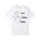 Thumbnail: T-shirt with a line drawing odd a relaxed looking child stimming by listening to music, using a tangle fidget, and moving. The shirt has text that says "Let Kids Stim" | color: white