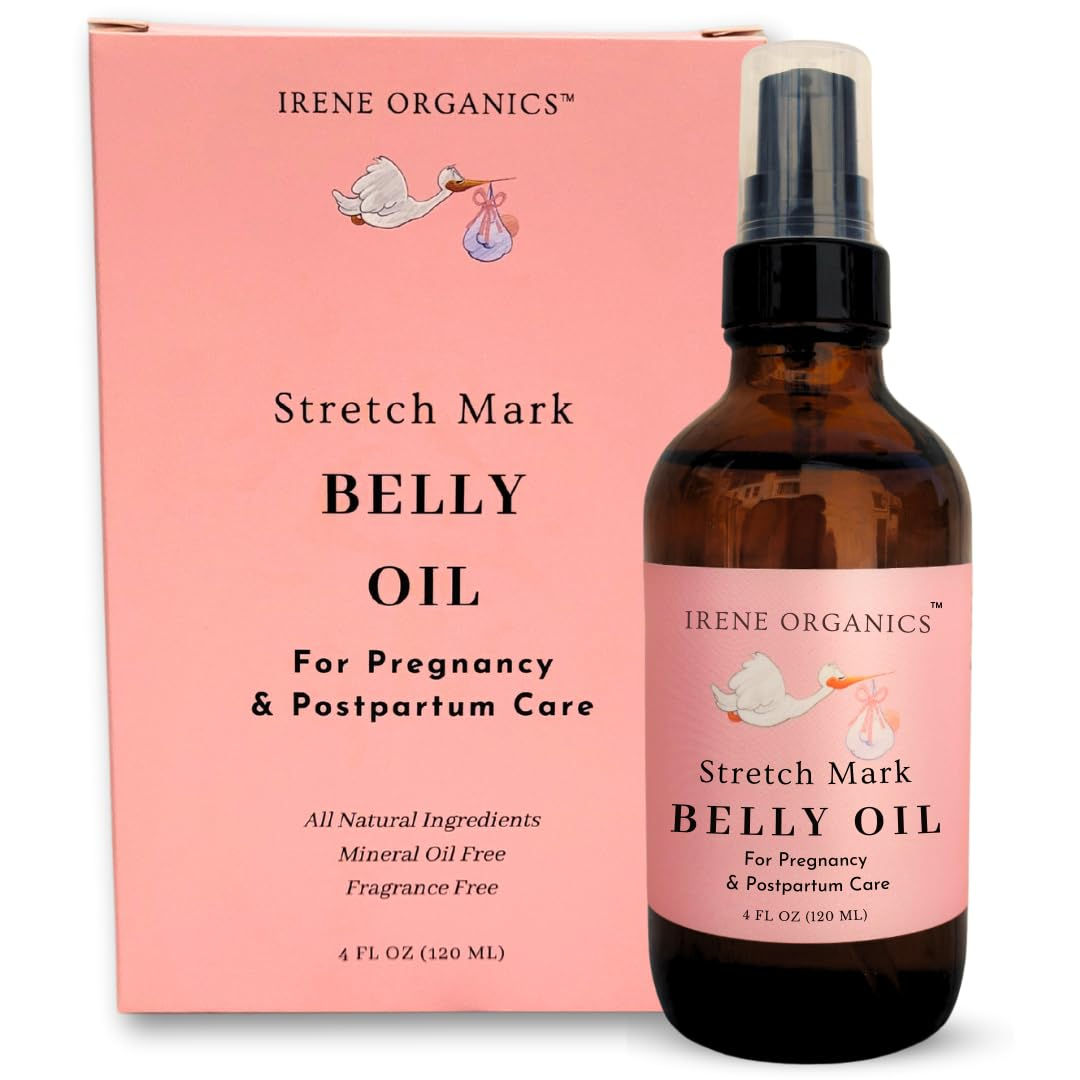 Irene Organics Organic Belly Oil for Pregnancy Stretch Mark Prevention and Treat