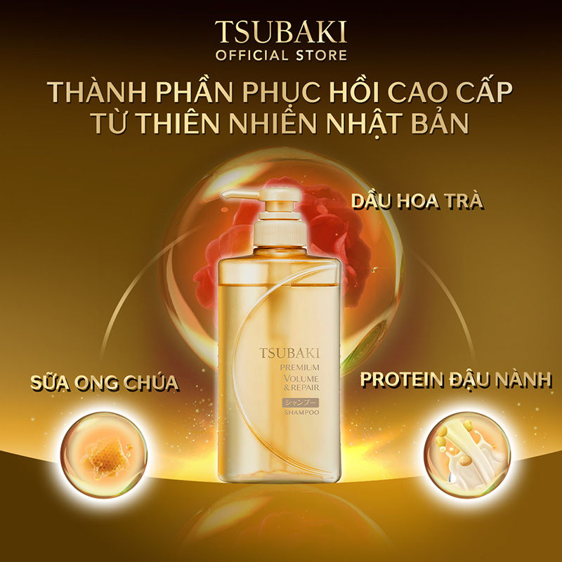 Hình thu nhỏ: Dầu Gội Tsubaki Phục Hồi Ngăn Rụng Tóc 490ml Premium Volume & Repair Shampoo